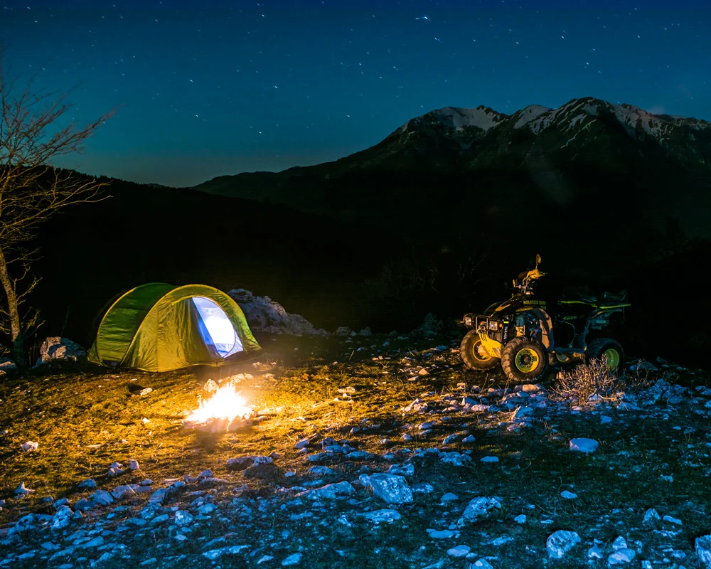 noleggio quad e pernottamento in tenda